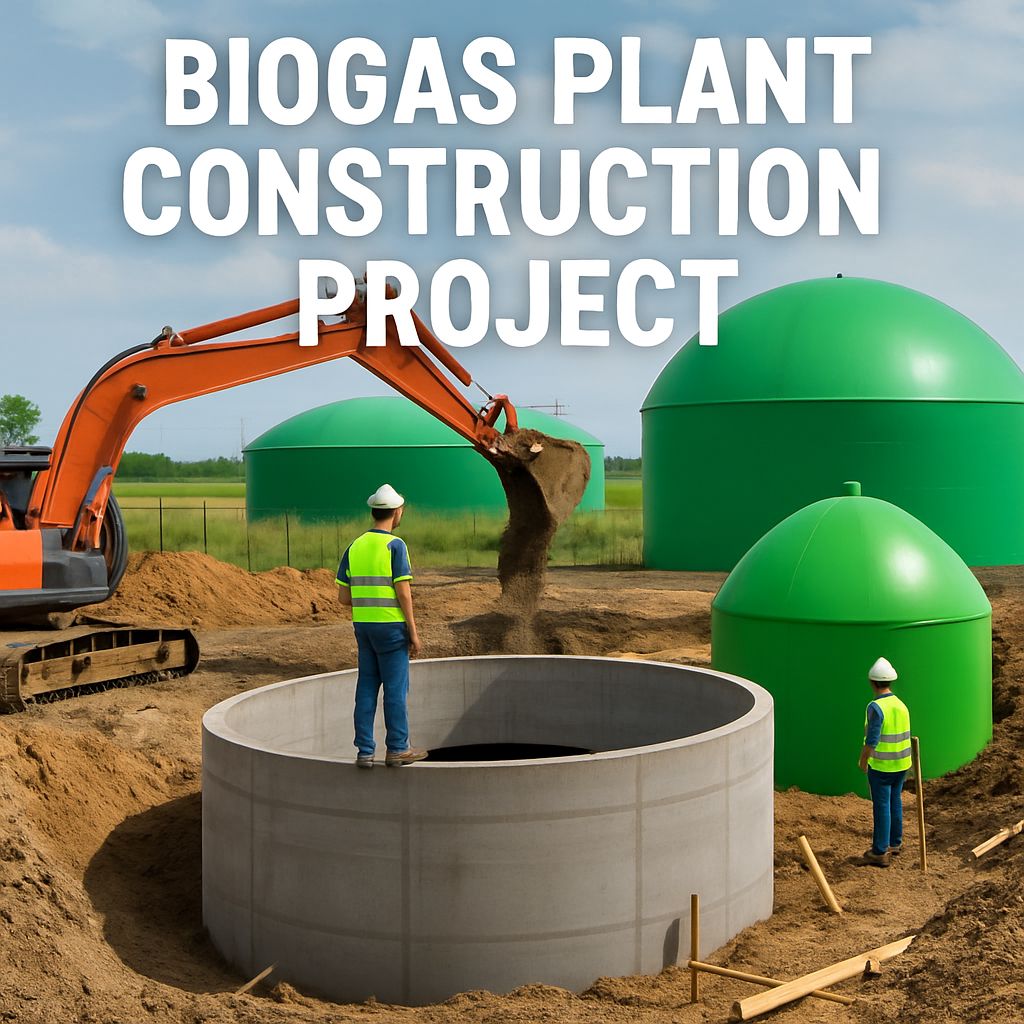 Biogas plant project - Ai generated view of an AD facility during construction Biogas plant project - Ai generated view of an AD facility during construction