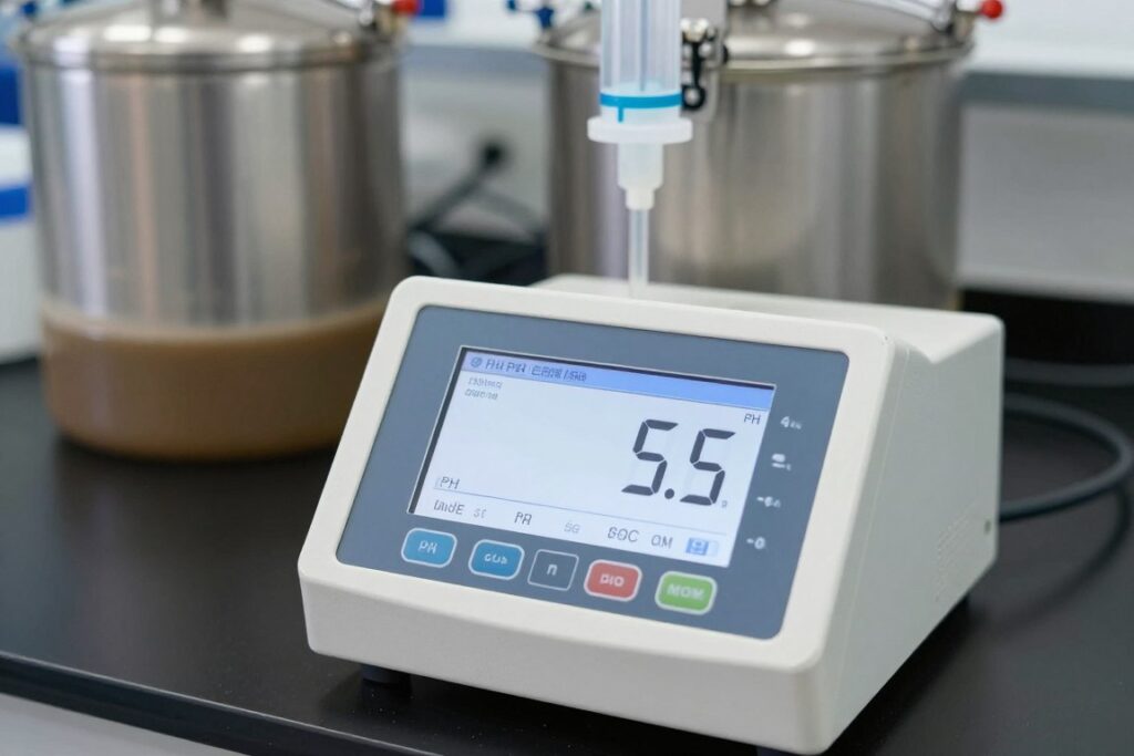 Close-up of pH monitoring equipment used in the AFBI study, used to decide on the feasibility of Acid addition equipment for slurry treatment at the AFBI facility. Close-up of pH monitoring equipment used in the AFBI study, used to decide on the feasibility of Acid addition equipment for slurry treatment at the AFBI facility.