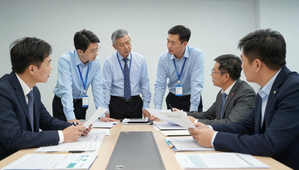 Regulatory compliance meeting for biogas operators discussing emission reduction Regulatory compliance meeting for biogas operators discussing emission reduction