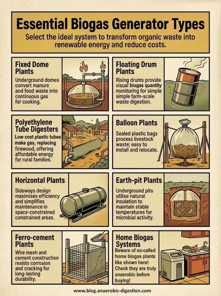 Infographic 11 Biogas Generator Types.