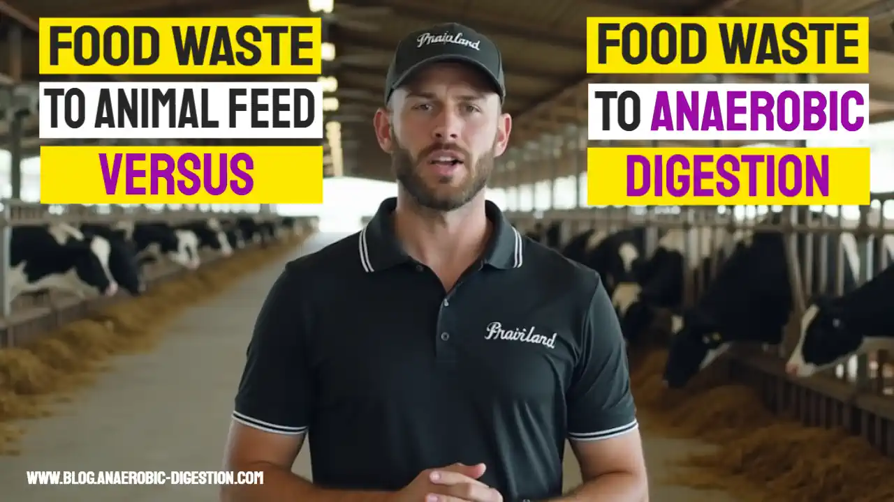 Food Waste To Animal Featured image with text - Feed Vs Food Waste To Anaerobic Digestion