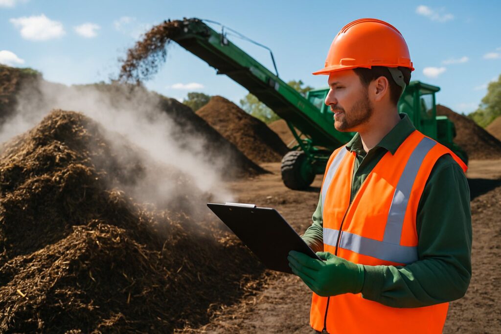 Article image showing a commercial composting in progress to respond to the question - Does Composting Produce Methane?