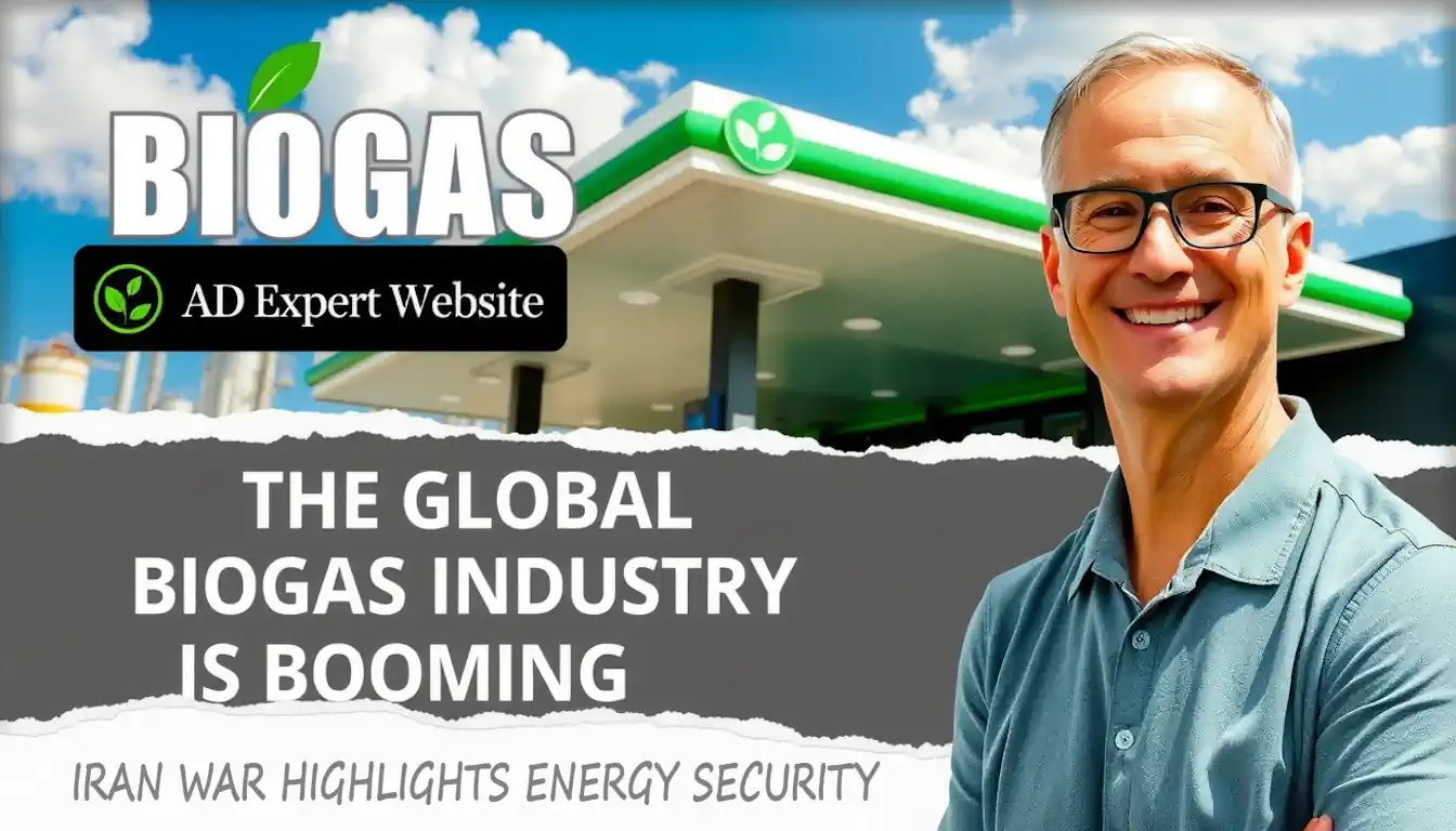 Image with text - The Biogas Industry is Booming - Iran War Highlights Energy Security.