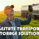 A farmer holds up his smartphone to his leachate tanker used for digestate transport in the background