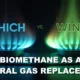 BIOMETHANE AS A NATURAL GAS REPLACEMENT featured image shows a blue and a gren flame.