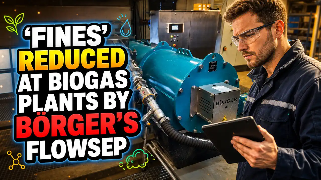 Thumbnail image with text: 'Fines' Reduced At Biogas Plants By Börger's Flowsep.