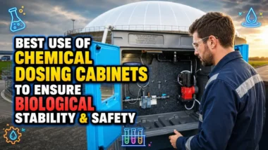 Featured image with the text: Best use of chemical dosing cabinets to ensure biological stability & safety.
