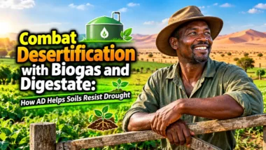 Featured image with the text: Combat Desertification with Biogas.