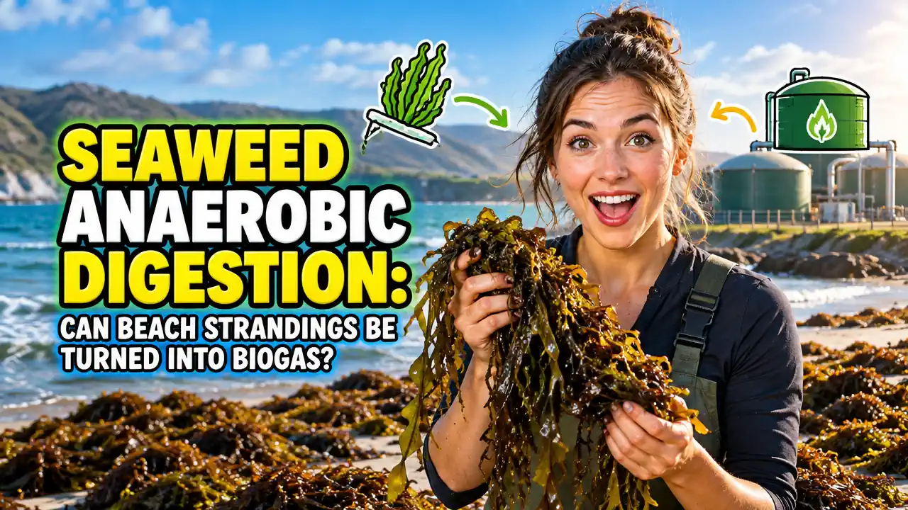 Featured image with the text: Seaweed Anaerobic Digestion Can Beach Strandings Be Turned into Biogas.